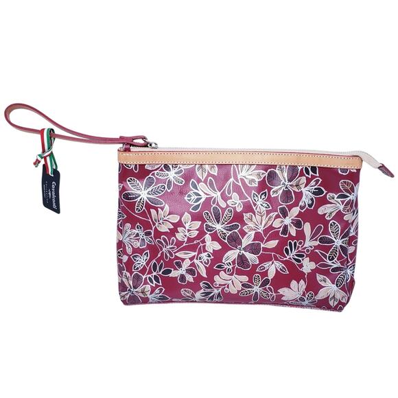 NWT CAVALCANTI Collection Italian Large Floral Clutch Wristlet Handbag Purse Red - Picture 1 of 16